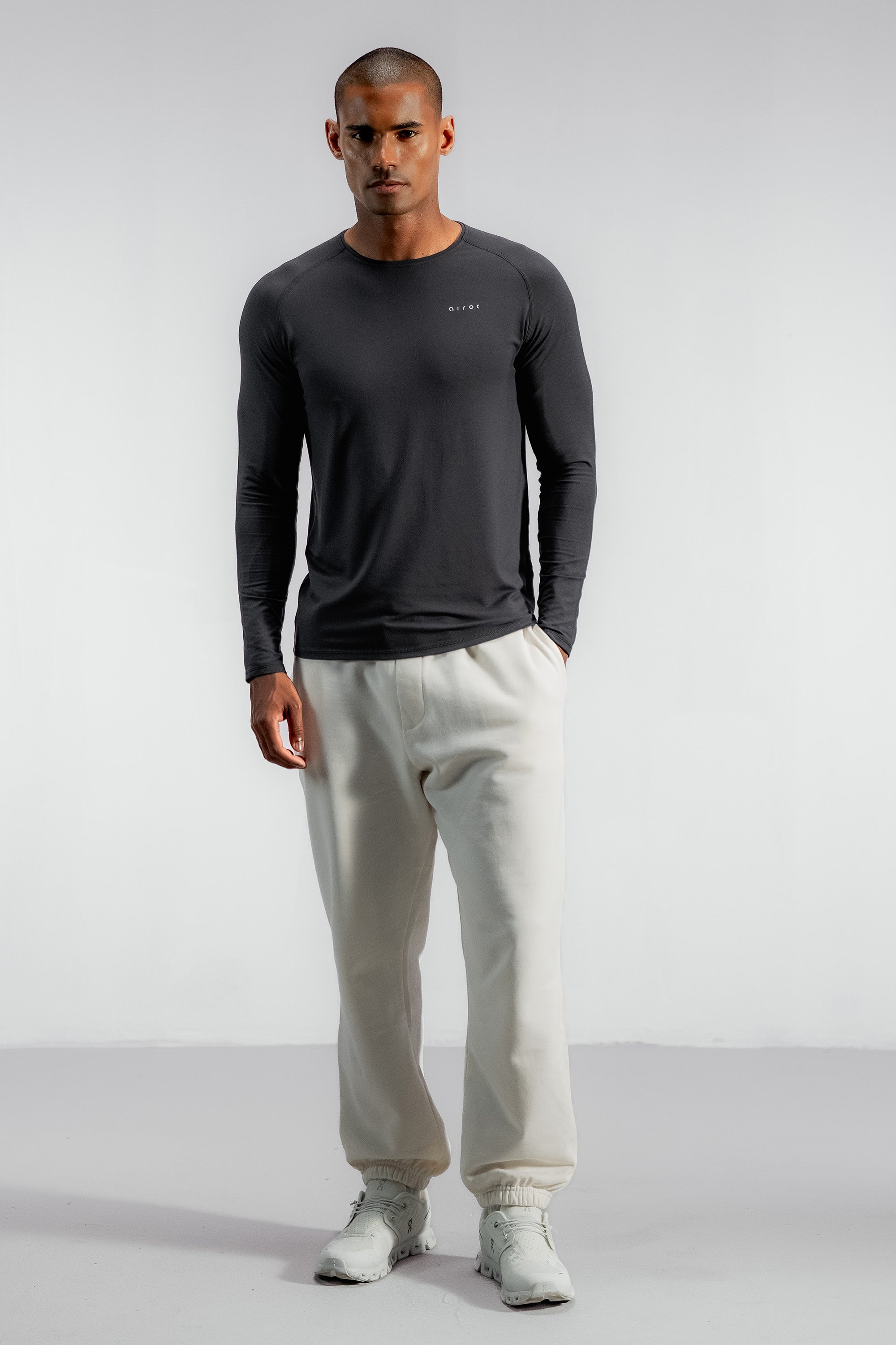 Long Sleeve Cool Weather Bamboo Training Top | Nearly Black