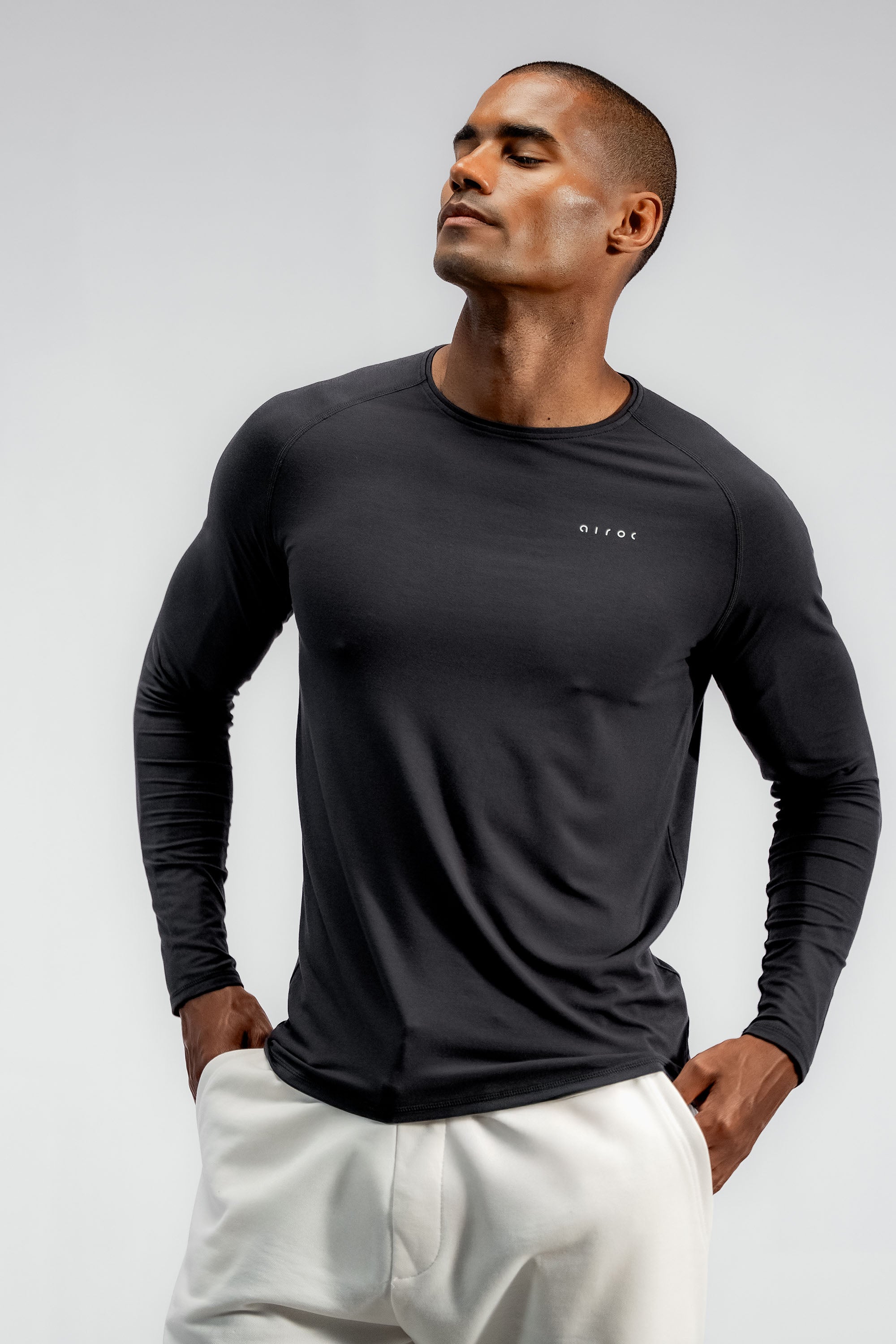 Long Sleeve Cool Weather Bamboo Training Top | Nearly Black