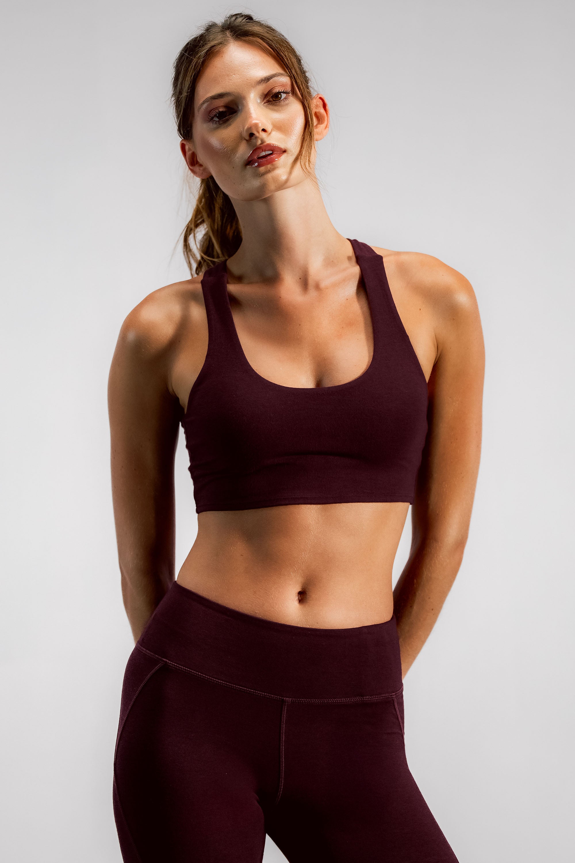 The Crossover Bamboo Crop Top | Dark Cherry