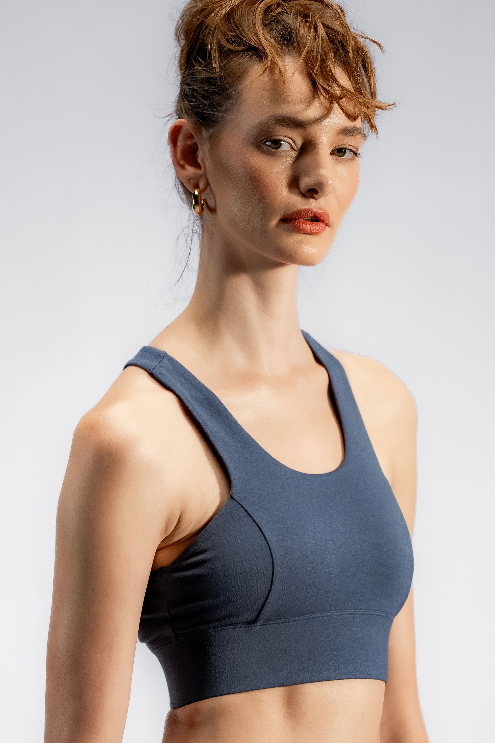 The Contour Bamboo Crop Top | Smokey Blue