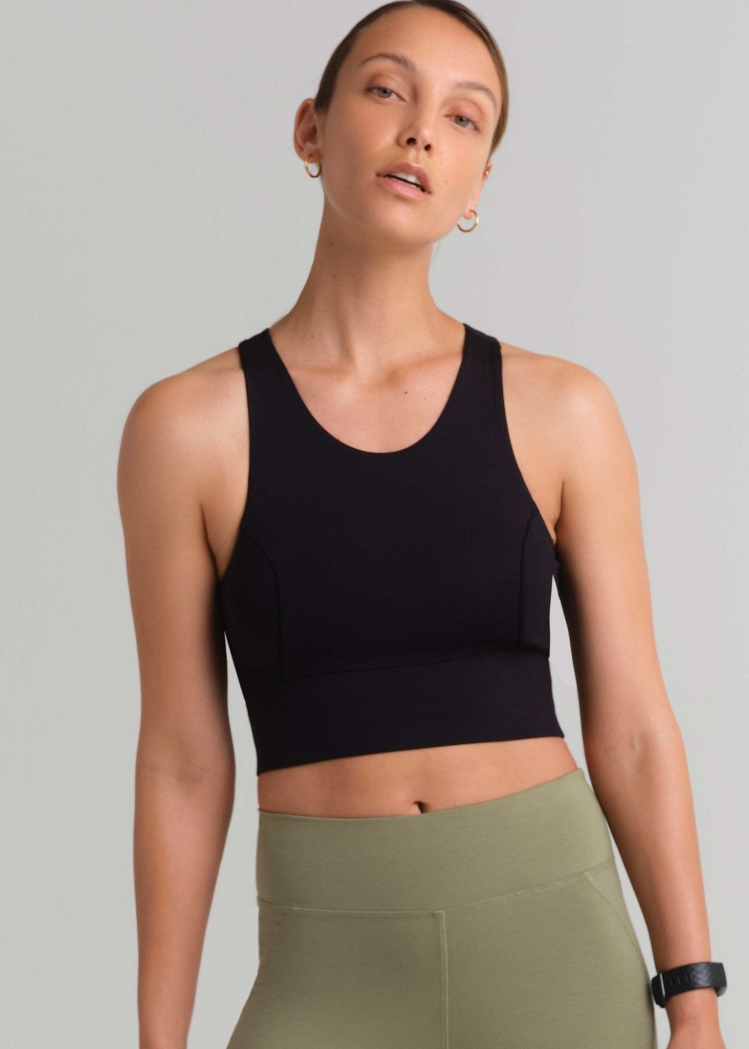 BLACK BAMBOO S/S CROP TOP main image 1