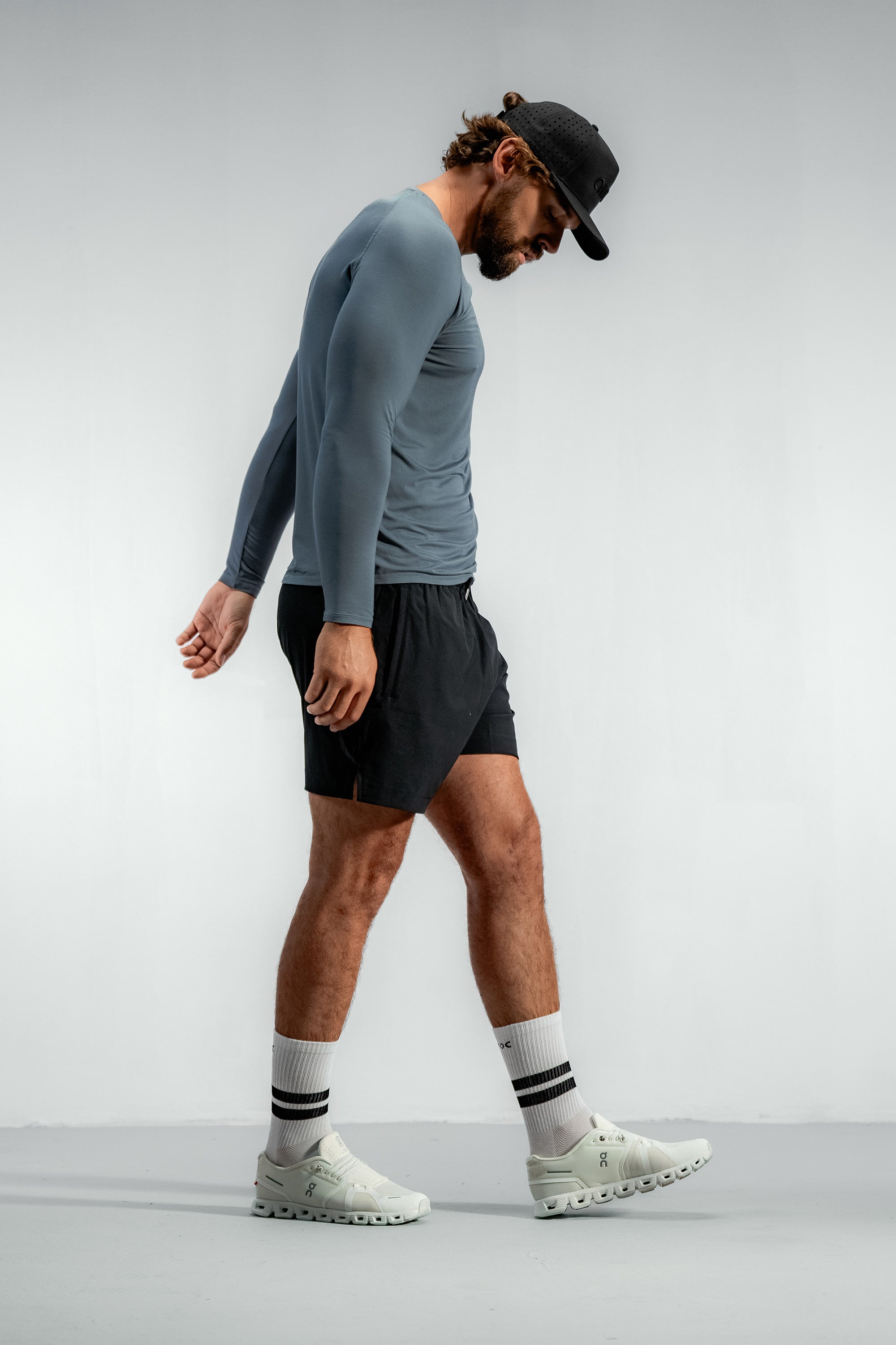 Long Sleeve Cool Weather Bamboo Training Top | Stormcloud Blue