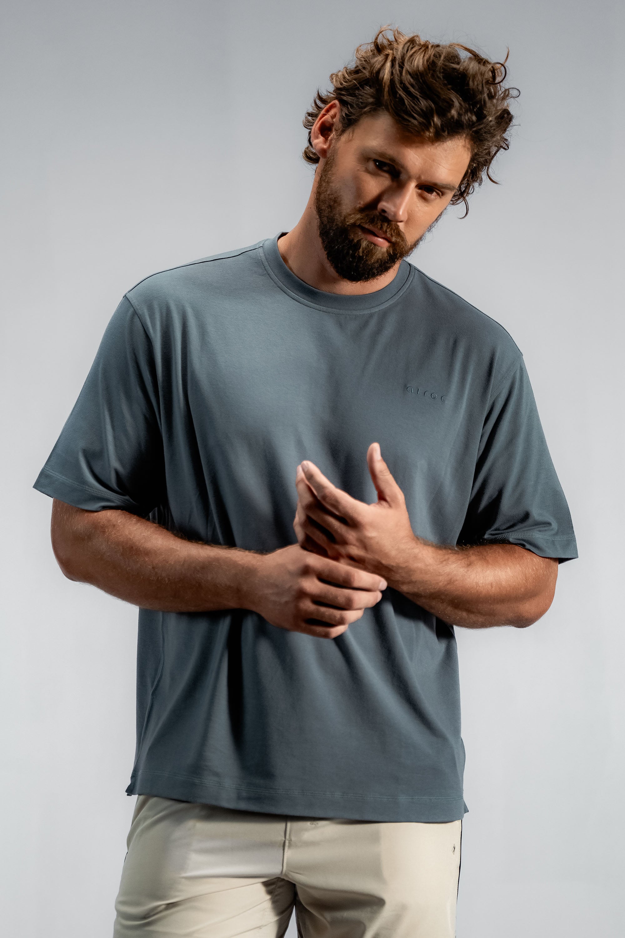 The Oversized Bamboo Training Tee | Stormcloud Blue