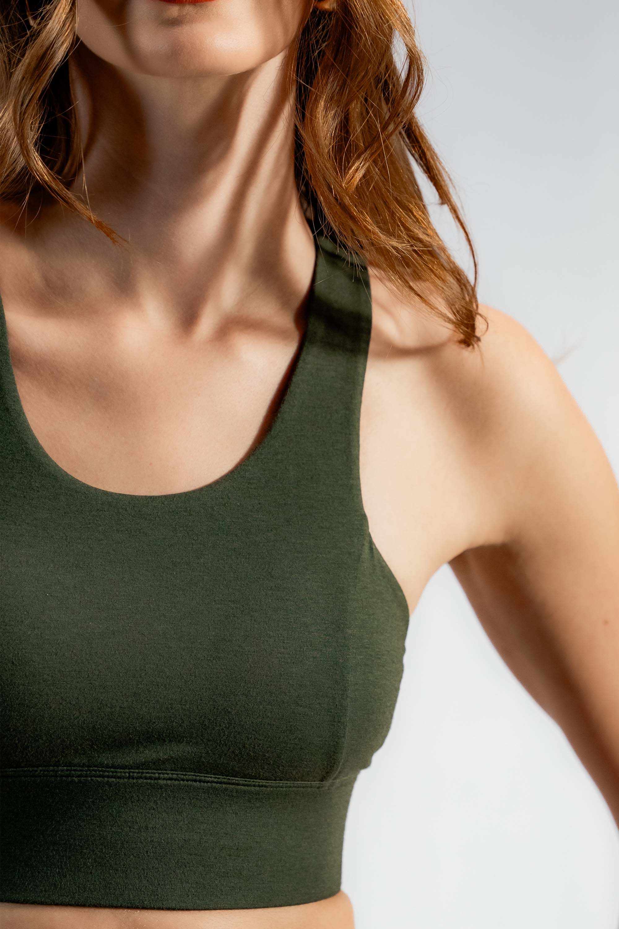 The Contour Bamboo Crop Top | Nordic Green