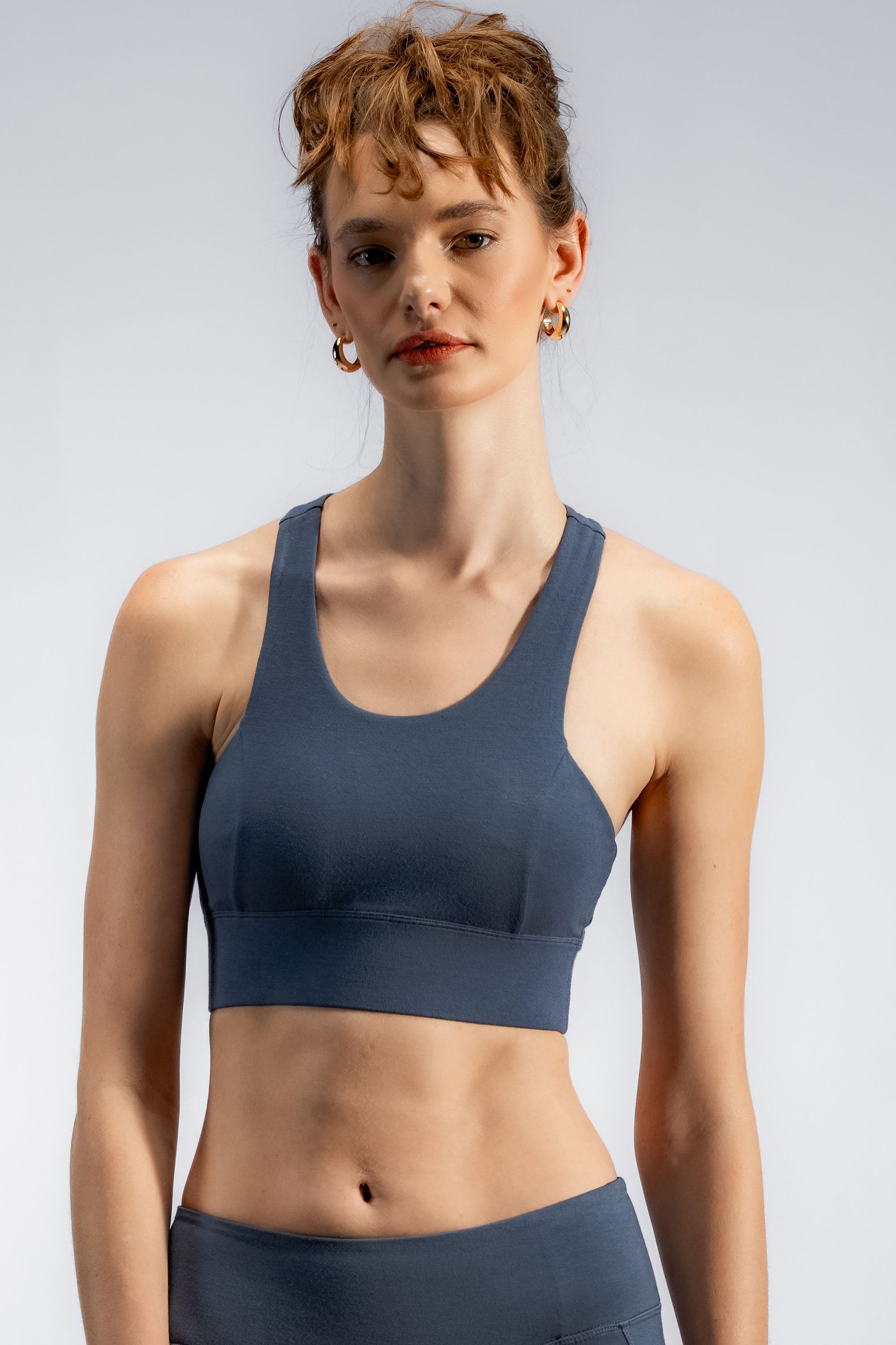 The Contour Bamboo Crop Top | Smokey Blue