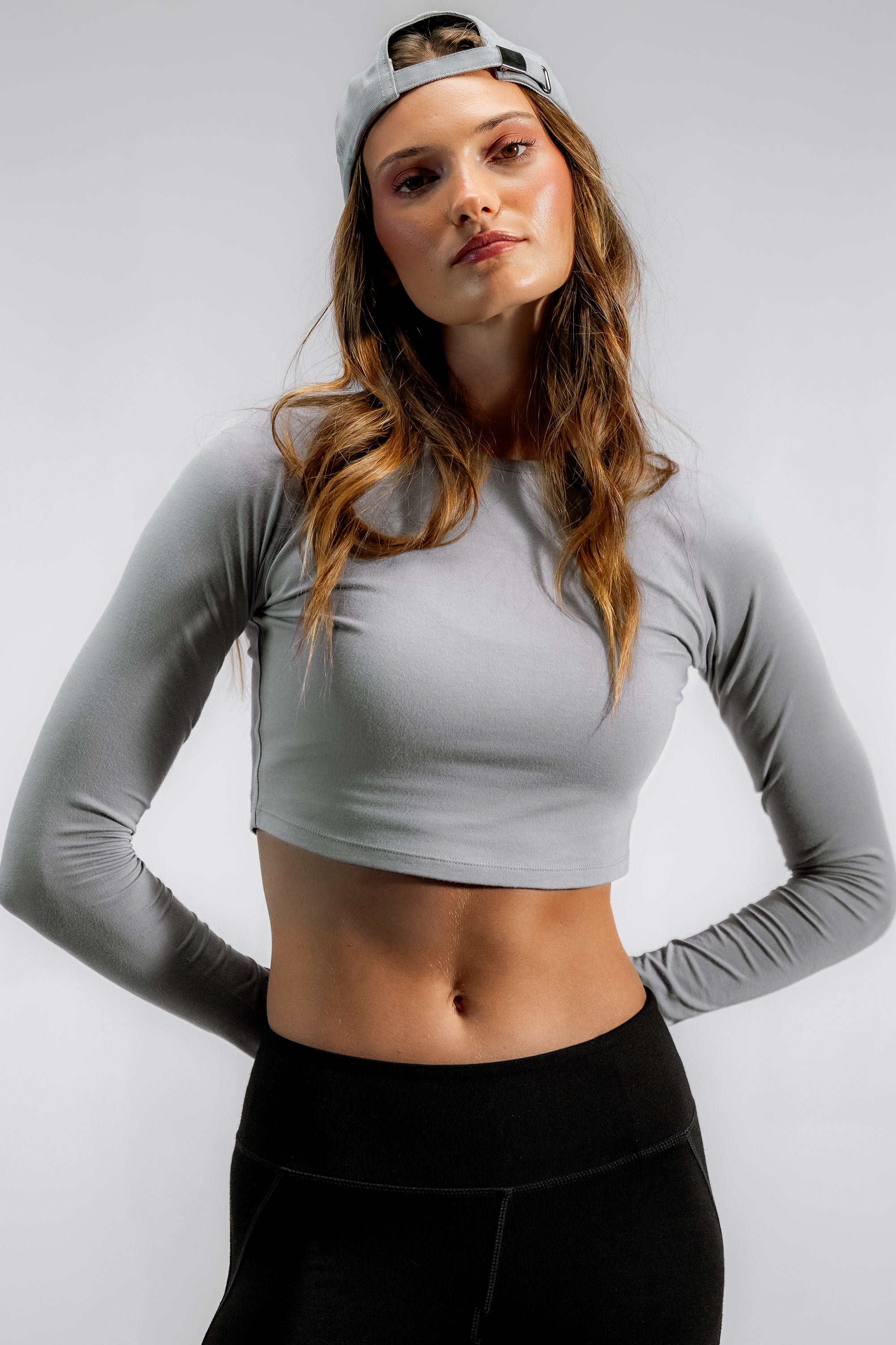 The Cropped Bamboo Long Sleeve | Orchid Grey