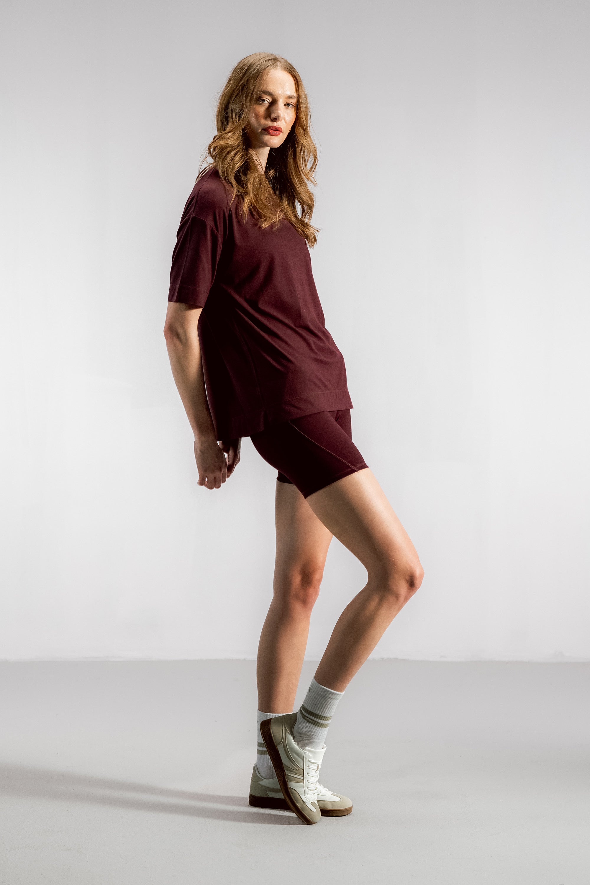 The Oversized Bamboo Training Tee | Dark Cherry