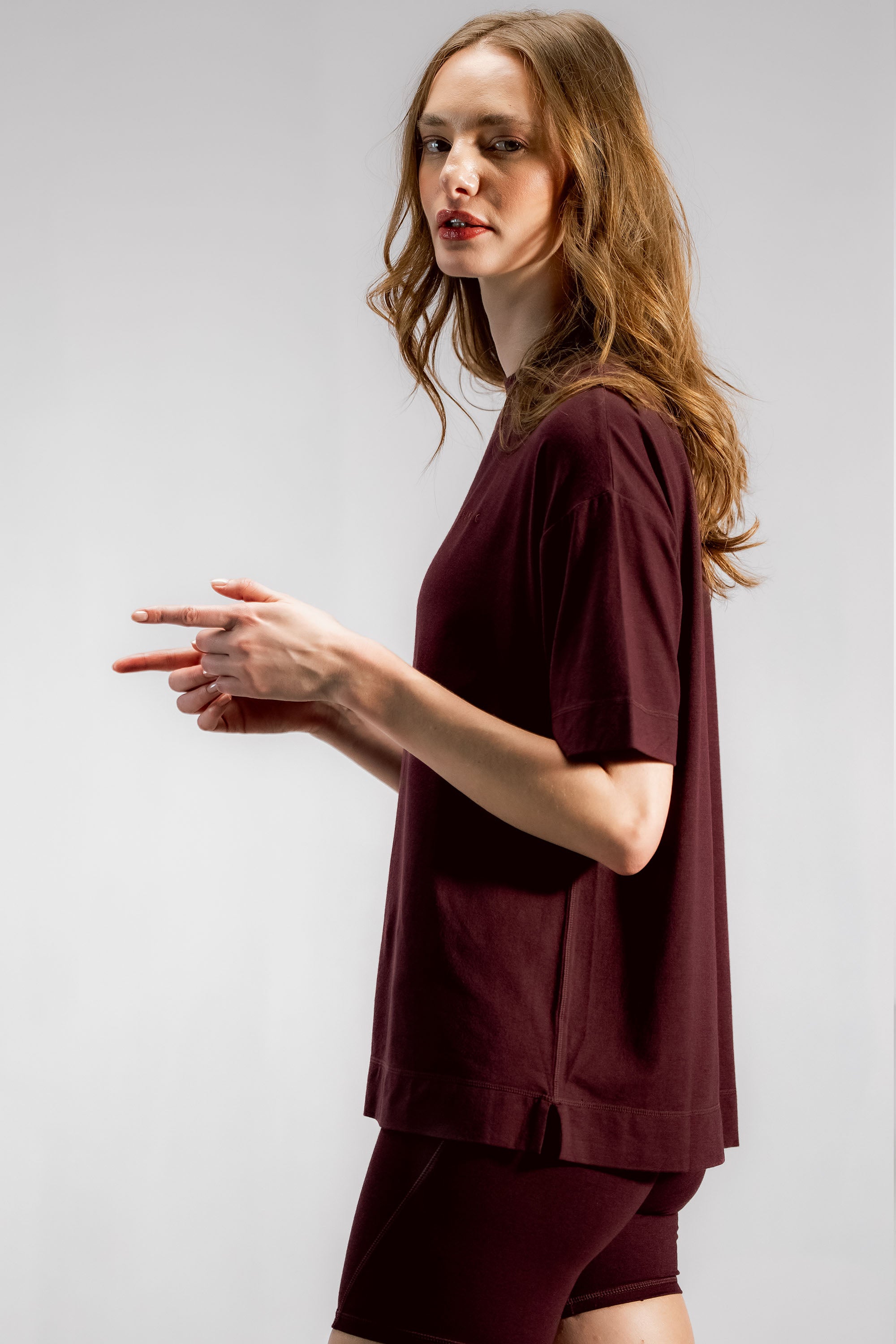 The Oversized Bamboo Training Tee | Dark Cherry
